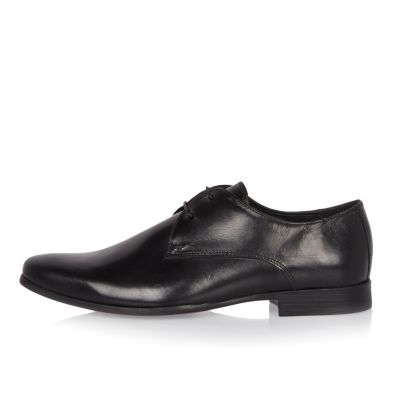 Black leather smart derby shoes